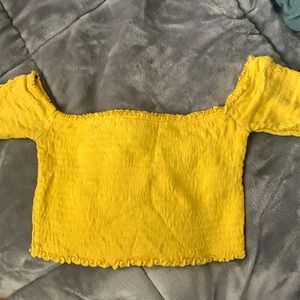 Off the shoulder yellow top